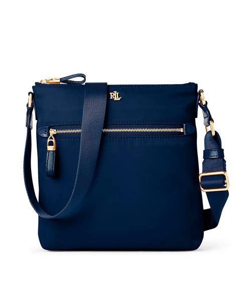 Lauren Ralph Lauren Jetty women's navy blue nylon crossbody bag with adjustable strap · Lauren ...