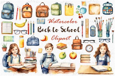 Back to School Watercolor Clipart (2675628)