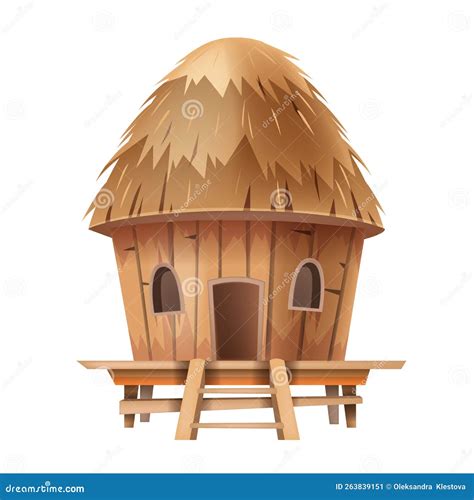 Bungalow Hut, Vector African Thatched Nipa House, Straw Village Bamboo Beach Tent Building Roof ...