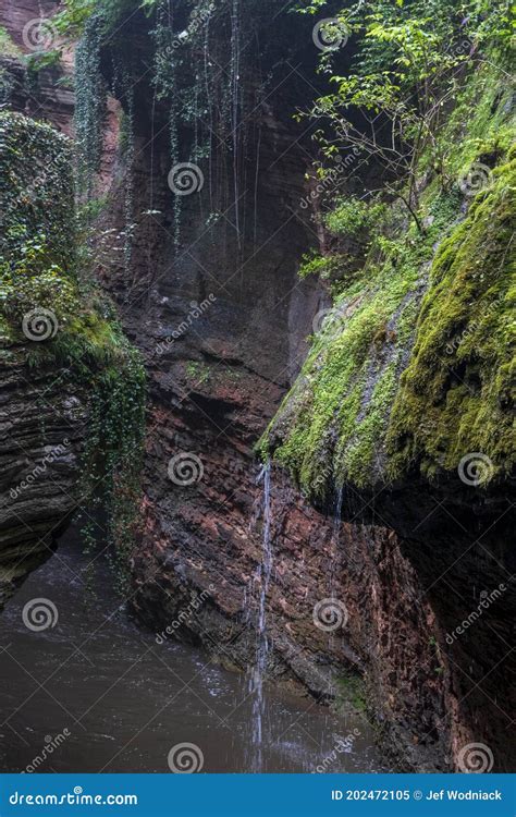 Canyon and Waterfall at Orrido Di Bellano in Italy. Stock Image - Image ...