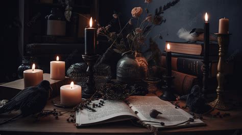 Witches And Candles On A Table Background, Witchy Aesthetic Picture ...