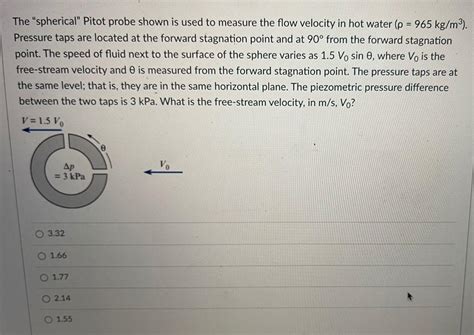 Solved The "spherical" Pitot probe shown is used to measure | Chegg.com