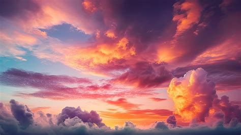 Premium AI Image | A sunset with clouds and a purple sky