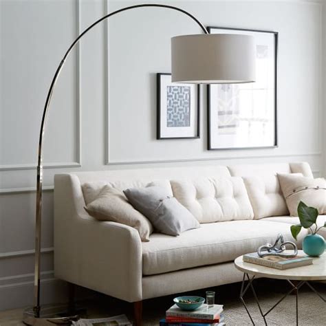 Overarching Linen Shade Floor Lamp - Polished Nickel | west elm