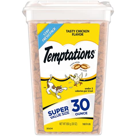 Buy TEMPTATIONS Classic Crunchy and Soft Cat Treats Tasty Chicken Flavor, 30 oz. Tub (Packaging ...