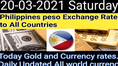 Today Philippines Exchange Rate to All Countries | Peso Exchange worldwide| Today Gold and ...