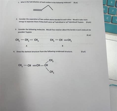 Solved 1. What is the hybridization of each carbon in the | Chegg.com