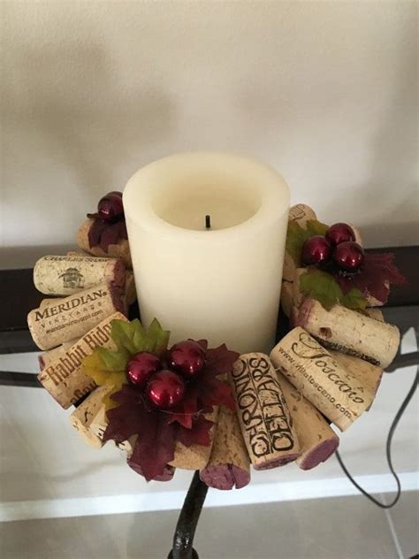 Wine cork candle rings. ~~~~Grape design~~~Pillar size candle ring | Cork candle, Wine cork ...