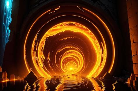 A tunnel of fire inside a tunnel with a glowing orange light. | Premium ...