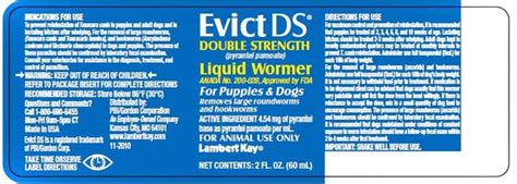 EVICT DS DOUBLE STRENGTH LIQUID WORMER : Veterinary Drug information, pets meds