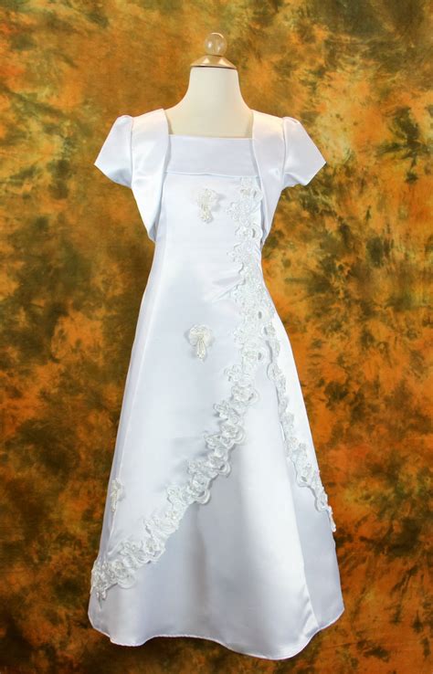 Catholic Faith Store: First Communion Dress, Asymmetrical Lace Appliqué ...