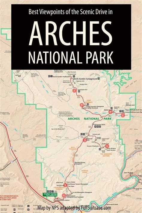 the map for arches national park, which is located on top of a large mountain