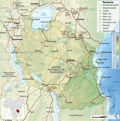 Large detailed physical map of Tanzania | Tanzania | Africa | Mapsland ...