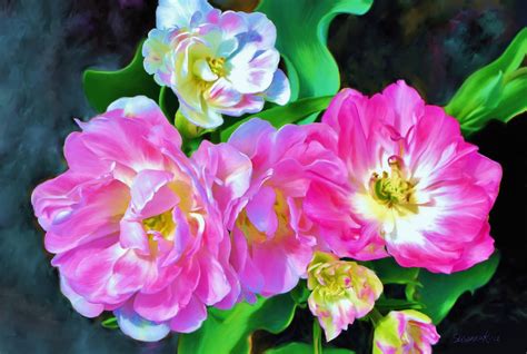 Paintings-of-Artists-Original-Unusual- Art: Painting Of Pink Flowers In Nature