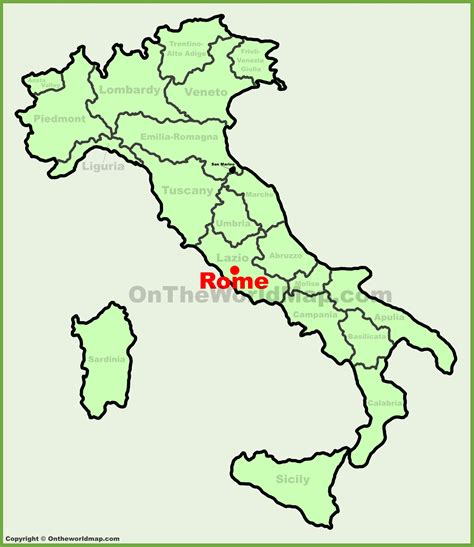 Rome location on the Italy map - Ontheworldmap.com