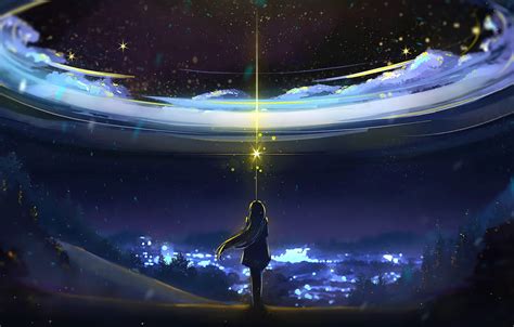 Anime Night Scenery - Anime, starry, night, stars, lake, landscape, scenery, 3840x2160, 4k ultra ...