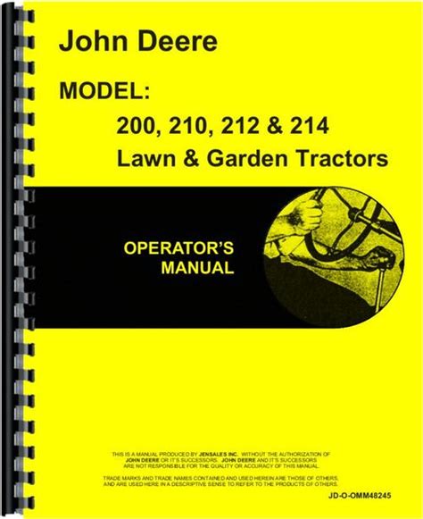 John Deere 210 Lawn & Garden Tractor Operators Manual