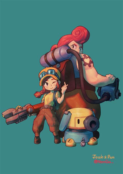 ArtStation - Brawl Stars - Jessie & Pam, NemGa _ | Star wallpaper ...