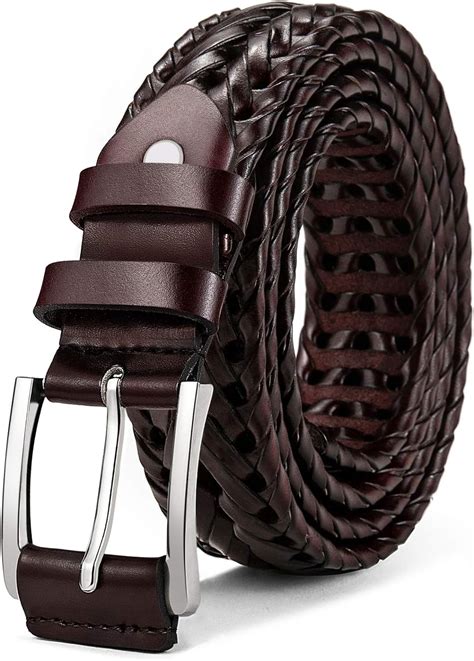 Mens Belts,Bulliant Leather Woven Braided Belts for Men Casual Jeans Golf,Anyfit,Gift Boxed: Buy ...