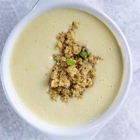 Green Garlic Cauliflower Soup with Brown Butter Garlic Quinoa