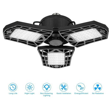 60W LED Garage Lights, 8000LM Garage Lights Ceiling LED, Deformable LED Garage Lighting with 3 ...