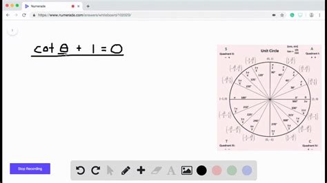 SOLVED:25-38 Solving Trigonometric Equations Find all solutions of the given equation. cotθ+1=0