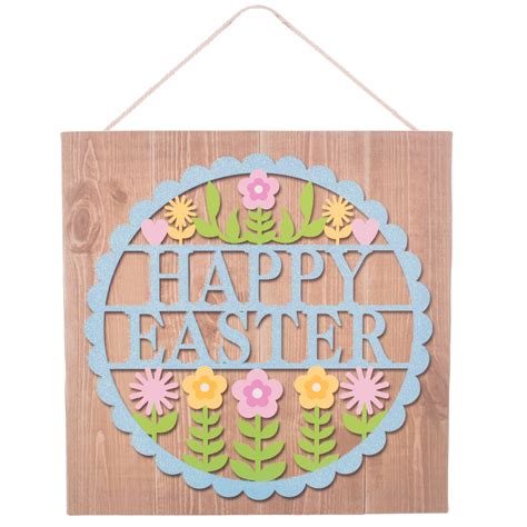 Canvas Style Glitter Spring Easter Decor Hanging 8" Wall Art Decoration ...