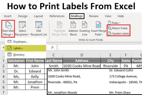 How to Print Labels From Excel? | Steps to Print Labels from Excel