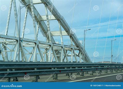 White Arches of New Crimean Bridge, Also Called Kerch Bridge, through ...