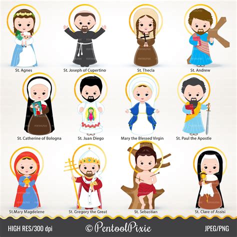 Saints clipart cute saints Jesus clipart Catholic images - Etsy España