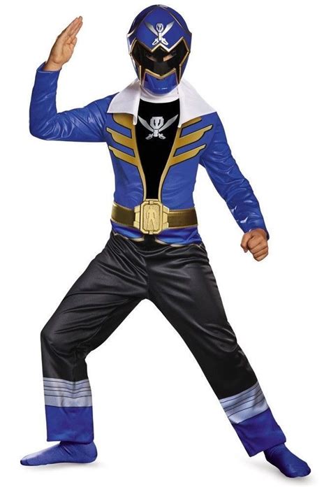 Power Rangers Super Megaforce BLUE Ranger Costume + Mask Boy's size 4-6 New #Disguise # ...