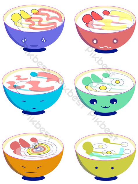 Original Drawing Multi-emoji Bowl Elements PNG Images | AI Free ...