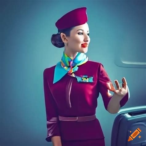 Air hostess welcoming passengers aboard an airbus a380