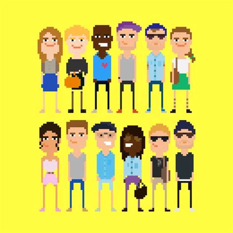 pixel art 8-bit people characters — Stock Vector © chuckchee #82602574