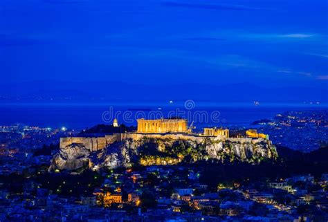 Acropolis in Athens, Greece, at Night Stock Image - Image of acropolis ...