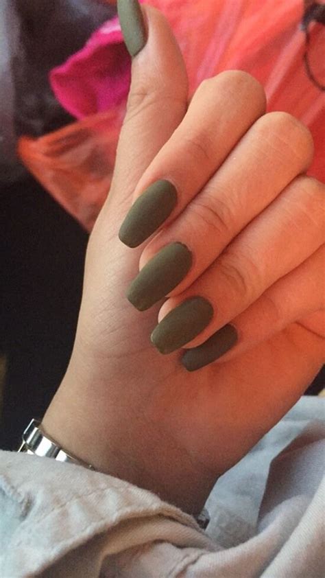 olive green matte | Green nails, Matte nails design, Matte nail polish designs