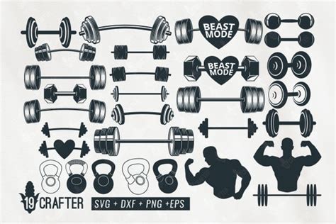 Barbell Silhouette 30 Barbell Svg Crossfit Svg Barbell Cut File ...