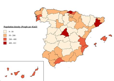 Population density of Spanish provinces (2017) [OC] (9921x7015) : r/MapPorn