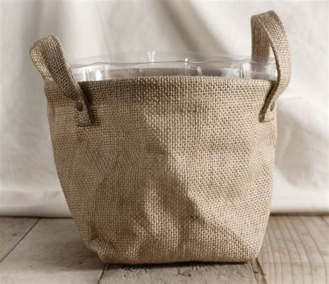 Burlap Bag w/Handles and Liner 7.5in