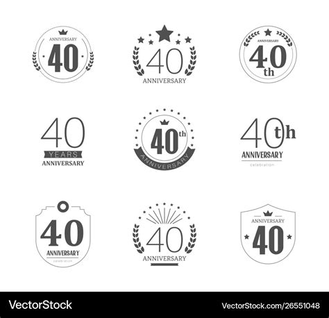 40 years anniversary logo set 40th anniversary Vector Image