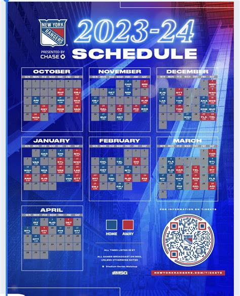 New York Rangers 2023-24 schedule announced