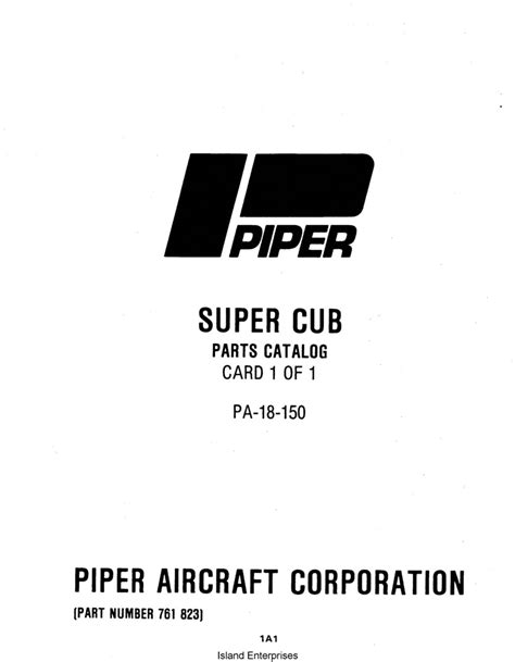 Piper Super Cub Parts Catalog PA-18-150 Part # 761-823 ...