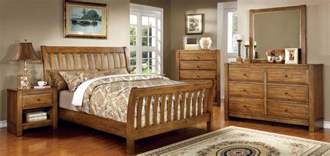 Conrad Rustic Oak Sleigh Bedroom Set from Furniture of America (CM7970Q-BED) | Coleman Furniture