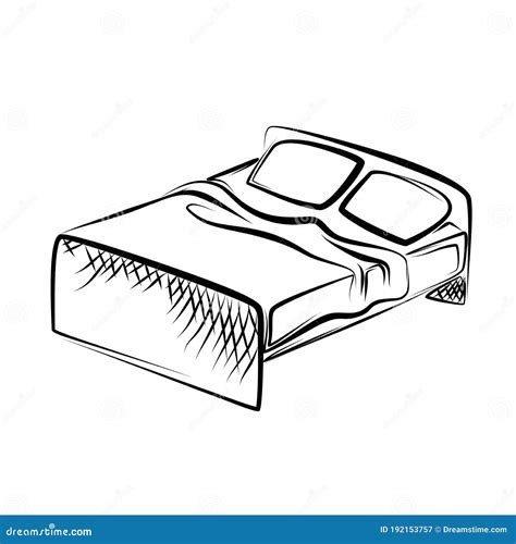 Black Outline Vector Bed on White Background. Stock Vector ...