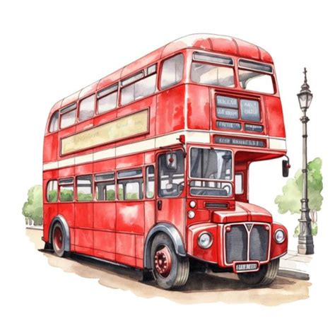 London Bus Watercolor Clip Art Sublimation Graphics 4 High - Etsy