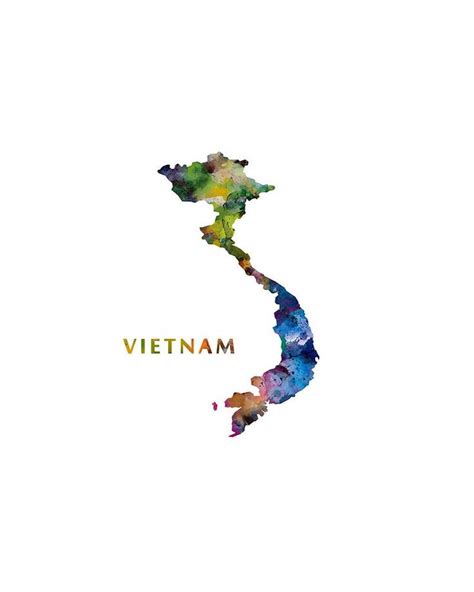 Vietnam Map Print Watercolor Vietnam Poster Home Office Room | Etsy #Vietnam #watercolor #map # ...