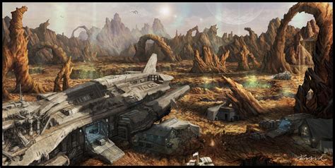 ArtStation - The spaceship crash landed in an alien planet, Jina Park