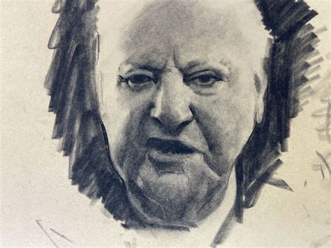 Unsigned Original Charcoal Drawing Portrait 18 X 12 By Former Art Director Of General Dynamics