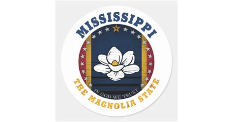 MISSISSIPPI MAGNOLIA STATE FLAG CLASSIC ROUND STICKER | Zazzle