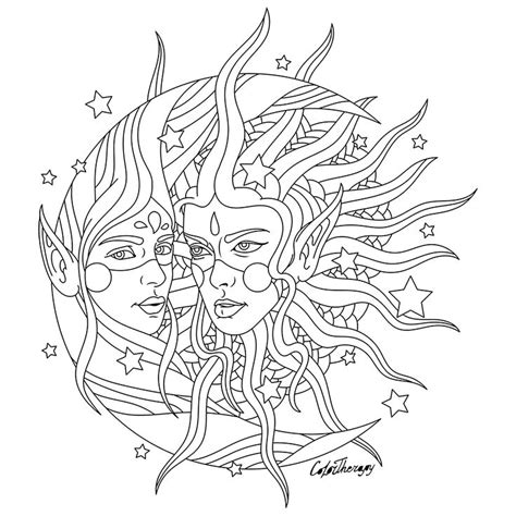 Sun Moon to color with Color Therapy: http://www.apple.co/1Mgt7E5 #colortherapyapp | Moon ...